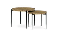 Set 2ks konferenčních stolů, MDF dekor divoký dub, černé kovové nohy.