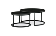Sada 2 konferenčních stolů ø80 a ø60, černá keramická deska, černé kovové nohy