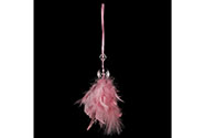 Andělíček z peří, závěsný,  barva růžová, 6 ks v polybagu Cena za 1 ks