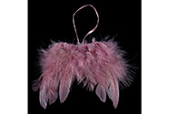Andělská křídla z peří, barva růžová,  baleno  12ks v polybag. Cena za 1 ks.