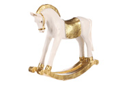 Houpací koník - soška z polyresinu, velká, barva bílo - zlatá.