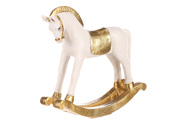 Houpací koník - soška z polyresinu, střední vel., barva bílo - zlatá.