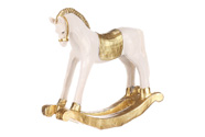 Houpací koník - soška z polyresinu, malá, barva bílo - zlatá.