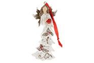 Anděl, vánoční dekorace na zavěšení z polyresinu, barva bílá