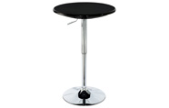 Barový stůl, deska černý plast, chromovaná podnož, výškově nastavitelná a otočný