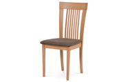 Jídelní židle, masiv buk, barva buk, látkový hnědý potah