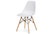 Jídelní židle - bílý plast, masiv buk, přírodní odstín, kov černý matný lak