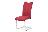 Jídelní židle, červená látka, kovová pohupová chromovaná podnož