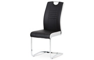 Jídelní židle chrom / koženka černá s bílými boky