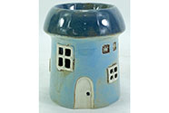 Aroma lampa - tvar domku, pro vložení čajové/LED svíčky, barva modrá.