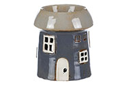 Aroma lampa - tvar domku, pro vložení čajové/LED svíčky, barva šedá.