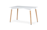 Jídelní stůl 120x80x74 cm, MDF / kovová kostrukce - bílý matný lak, dřevěné nohy