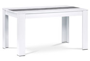 Jídelní stůl 138x80x74 cm, MDF, bílé lamino, dekorační pruh v dekoru beton