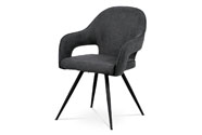 Jídelní židle, šedá látka, kovová podnož, černý matný lak