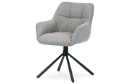 Židle jídelní, šedá látka, otočný mechanismus 90°/90° (L/P), černý kov