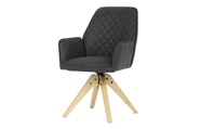 Židle jídelní s područkami, černá látka, dubové nohy, otočná P90°+ L 90° s vratným mechanismem - funkce reset