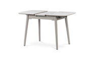 Jídelní stůl 110+30x75 cm, keramická deska bílý mramor, masiv, šedý vysoký lesk