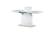 Jídelní stůl 120+40x70 cm, keramická deska bílý mramor, MDF, bílý matný lak