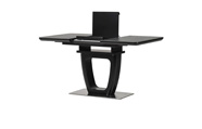 Jídelní stůl 110+40x75 cm, keramická deska v dekoru černý mramor, MDF, černý mat
