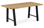 Jídelní stůl 160x90 cm, MDF dekor dub, kov černý mat