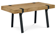 Jídelní stůl 150x90x75, MDF deska tl. 100 mm, 3D dekor divoký dub, kov černý mat