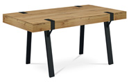 Jídelní stůl 160x90x75 cm, MDF deska tl. 10 cm, dekor divoký dub, kov černý lak