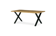 Jídelní stůl, 180x100 cm, MDF deska, dekor divoký dub, kov, černý lak