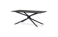 Jídelní stůl, 180x90x75 cm, MDF deska, dekor šedý mramor,  kovovová hvězdicová podnož, černý mat