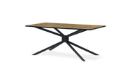 Jídelní stůl, 180x90x75 cm, MDF deska, 3D dekor divoký dub,  kovovová hvězdicová podnož, černý mat