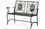 Zahradní lavice, keramická mozaika, kovová kontrukce, černý matný lak (typově ke