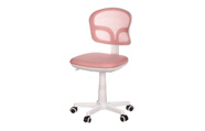 Dětská židle, růžová síťovina, bílý plastový kříž, kolečka na tvrdé podlahy