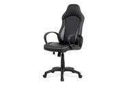Kancelářská židle, černá-šedá ekokůže, houpací mech, plastový kříž