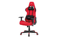 Kancelářská židle, červená látka, houpací mech., plastový kříž