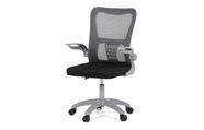Kancelářská židle, tmavě šedá síťovina, šedý plast, kolečka na tvrdé podlahy