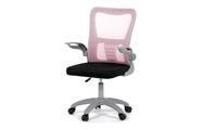 Kancelářská židle, růžová síťovina, šedý plast, kolečka na tvrdé podlahy