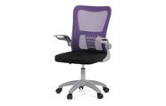 Kancelářská židle, fialová síťovina, šedý plast, kolečka na tvrdé podlahy