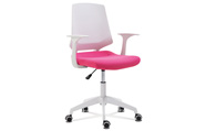 Kancelářská židle, sedák růžová látka, bílý PP plast, výškově nastavitelná