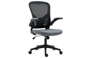 Kancelářská židle, černý plast, šedá látka, sklápěcí područky, kolečka pro tvrdé podlahy