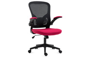 Kancelářská židle, černý plast, červená látka, sklápěcí područky, kolečka pro tvrdé podlahy