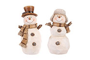 Sněhulák s kloboukem či beranicí - větší, mix 2 druhů, polyresin, cena za 1 ks.