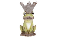 Žába s korunkou na hlavě, zahradní magneziová keramika.