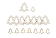 Stromeček, vánoční dekorace, barva bílá s glitry,  mix 16 kusů v sáčku, cena za