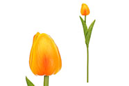 Tulipán mini, barva oranžovo-žlutá. Květina umělá pěnová. Cena za 1ks.