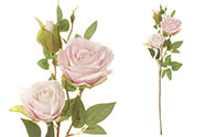 Růže, dva květy s poupětem, barva smetanovo-růžová. Květina umělá.