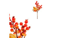 Větvička podzimní s jeřabinou a dýní, umělá dekorace
