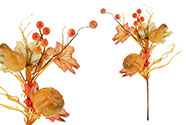 Větvička podzimní s dýněmi, umělá dekorace (6 ks v gumičce)