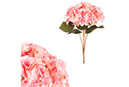 Hortenzie, kytice, 5 květů - barva růžová.