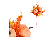 Větvička umělá podzimní - dýně se semišem, barva krémová a bílá.