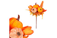 Větvička umělá podzimní - dýně se semišem, barva oranžová.