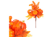 Větev umělá podzimní - dýně a bobule, barva oranžová.